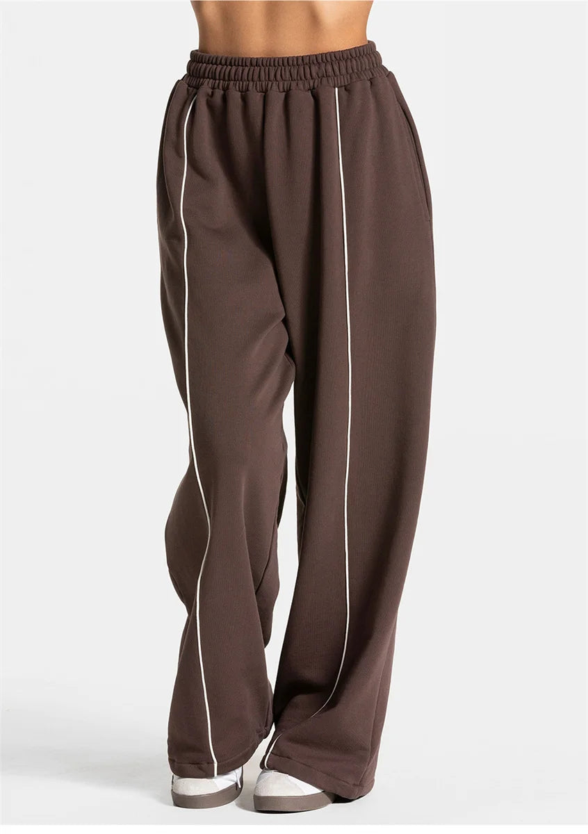 Women's Jogger Straight Trousers Trendy Sports Pants Running Yoga Pants Casual Pockets Women Loose Low Waist Wide Leg Pant Mujer
