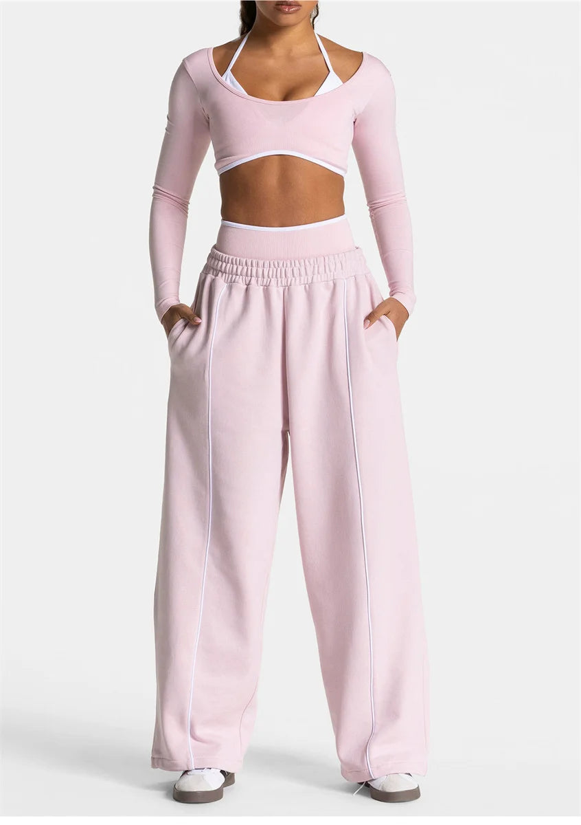 Women's Jogger Straight Trousers Trendy Sports Pants Running Yoga Pants Casual Pockets Women Loose Low Waist Wide Leg Pant Mujer