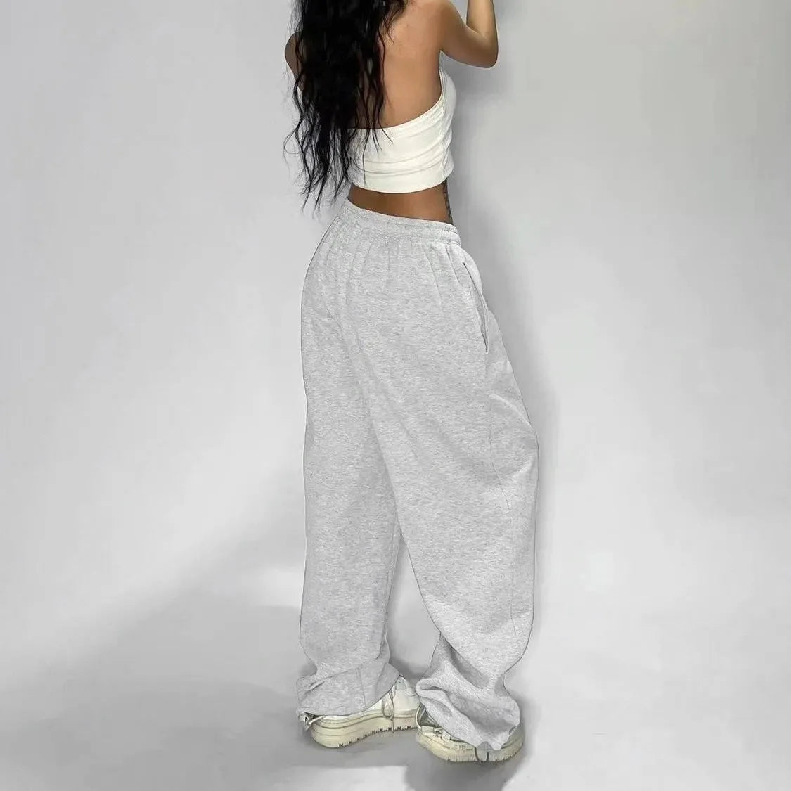 Women's Jogger Straight Trousers Trendy Sports Pants Running Yoga Pants Casual Pockets Women Loose Low Waist Wide Leg Pant Mujer