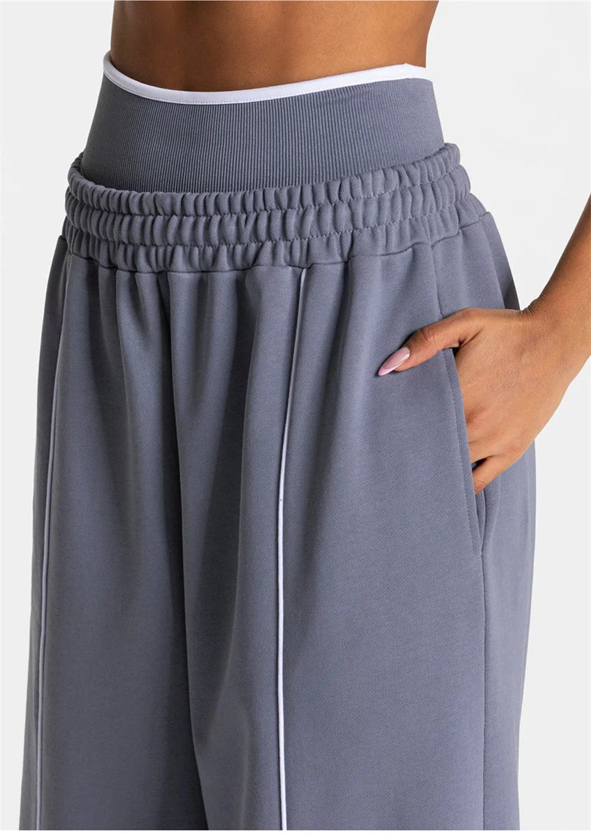 Women's Jogger Straight Trousers Trendy Sports Pants Running Yoga Pants Casual Pockets Women Loose Low Waist Wide Leg Pant Mujer