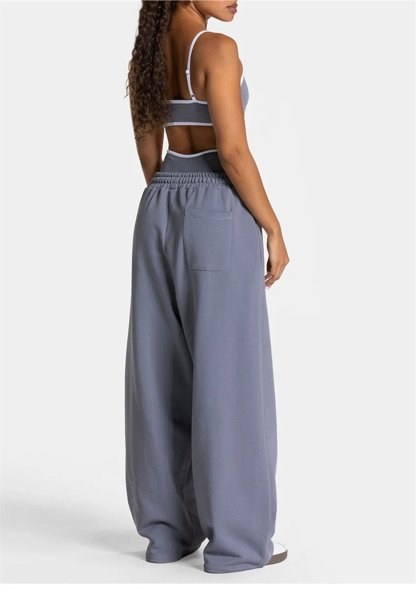 Women's Jogger Straight Trousers Trendy Sports Pants Running Yoga Pants Casual Pockets Women Loose Low Waist Wide Leg Pant Mujer