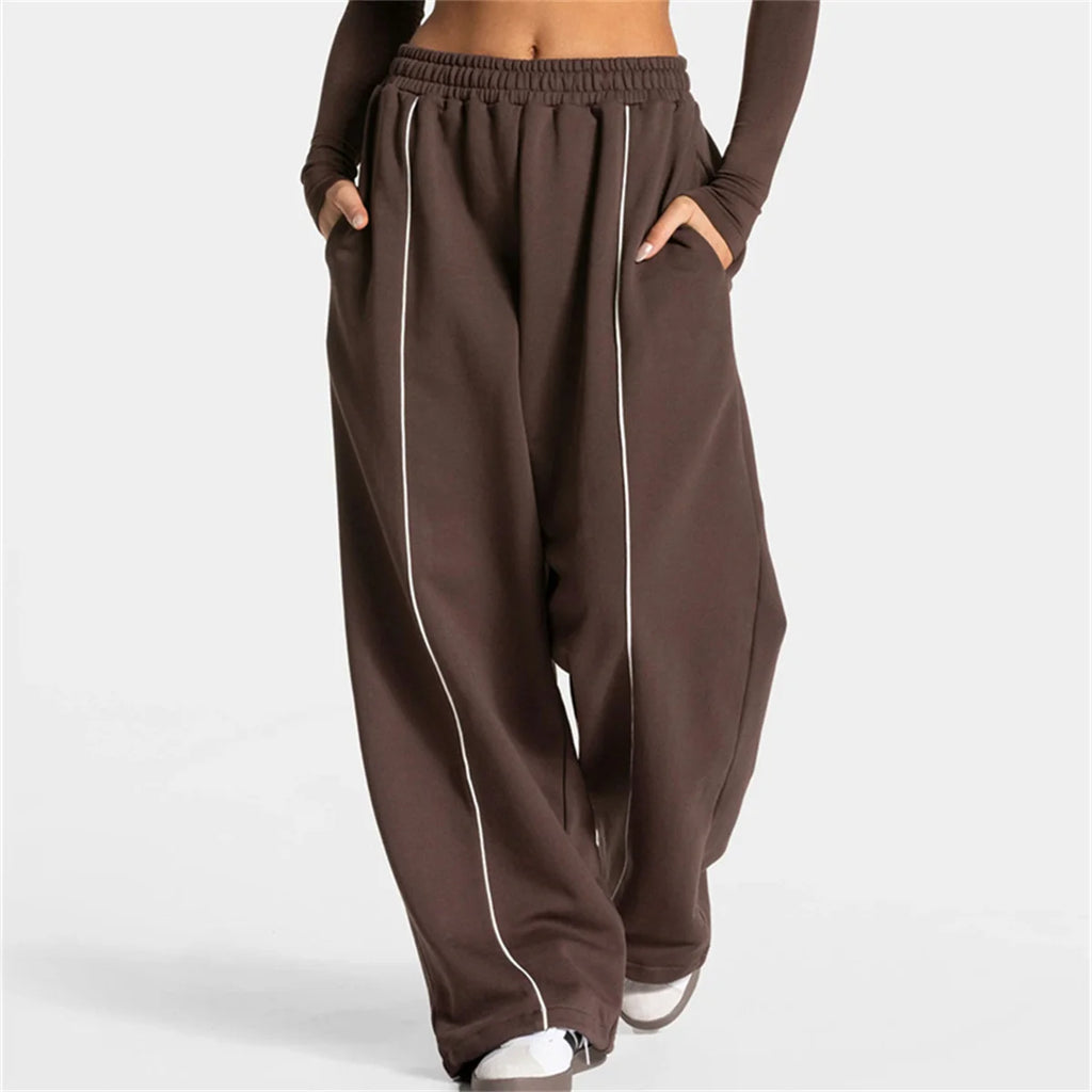 Women's Jogger Straight Trousers Trendy Sports Pants Running Yoga Pants Casual Pockets Women Loose Low Waist Wide Leg Pant Mujer