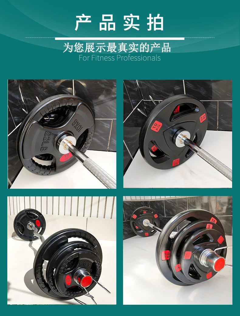 Large Barbell Piece for Gym, Commercial Coated, Weight Lifting, Austria Studio, Three Hole Rubber Bell Piece, 5cm