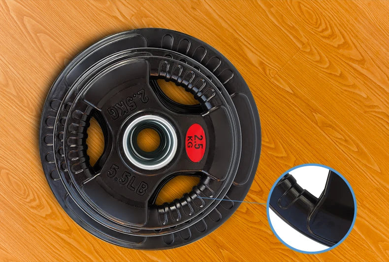Large Barbell Piece for Gym, Commercial Coated, Weight Lifting, Austria Studio, Three Hole Rubber Bell Piece, 5cm