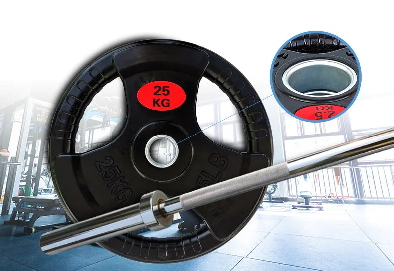 Large Barbell Piece for Gym, Commercial Coated, Weight Lifting, Austria Studio, Three Hole Rubber Bell Piece, 5cm