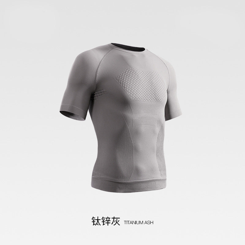 Professional Fitness Suit Seamless Short-sleeved Sports T-shirt Men's Summer Running Training Quick-drying Compression Tight Outdoor Top