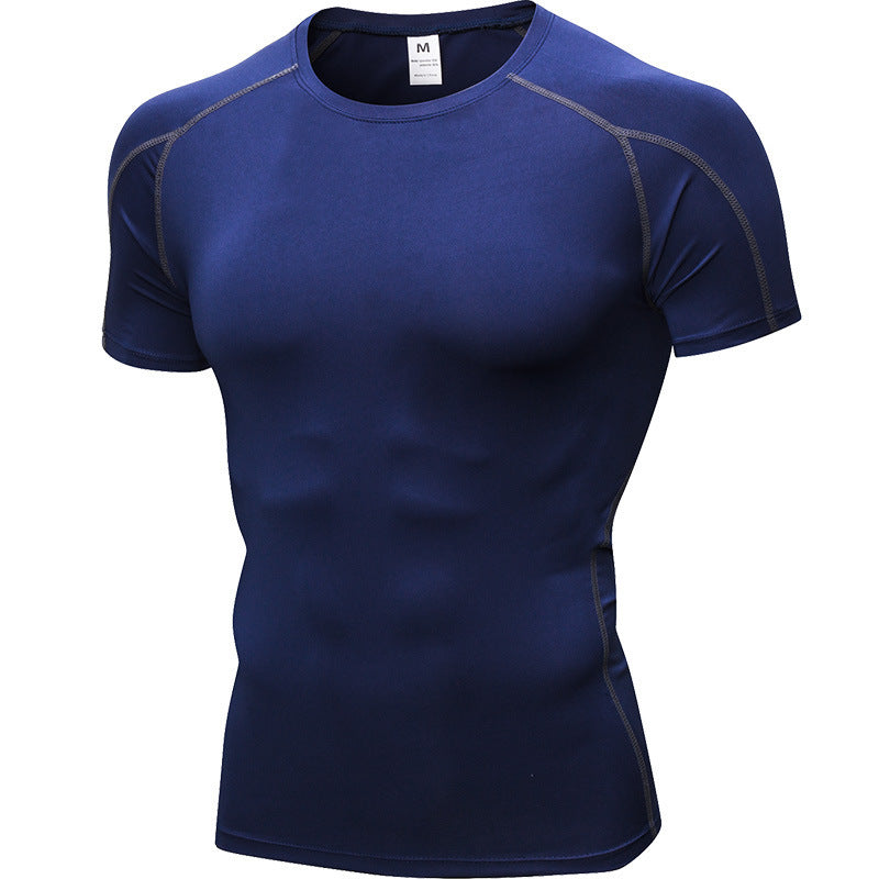 Men's PRO Tight Short-sleeved Fitness Sports Running Training Suit Elastic Quick-drying Clothes Short-sleeved T-shirt Clothes 1053