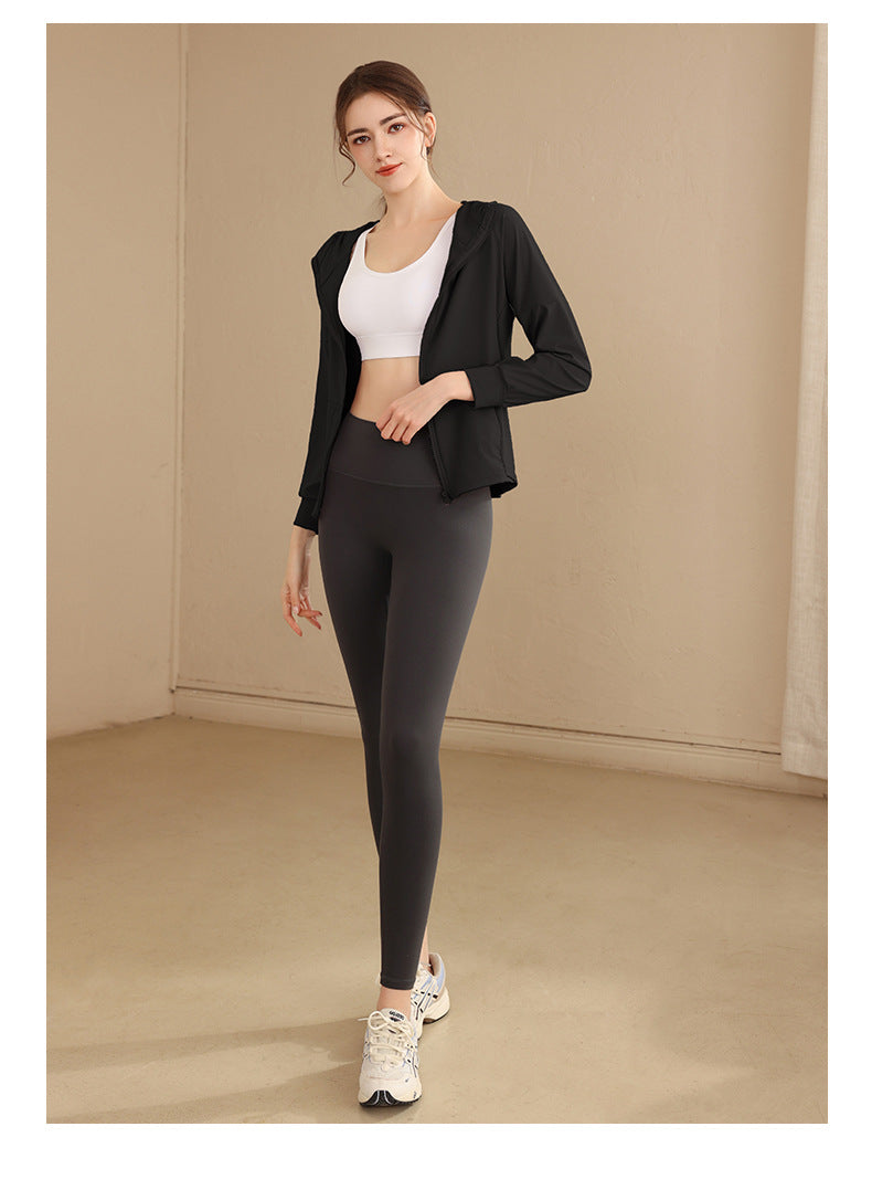 Loose Hooded Sports Jacket, Zip-Up Cardigan, Slimming Fitness Top, Plus Size Running Versatile Training Yoga Wear