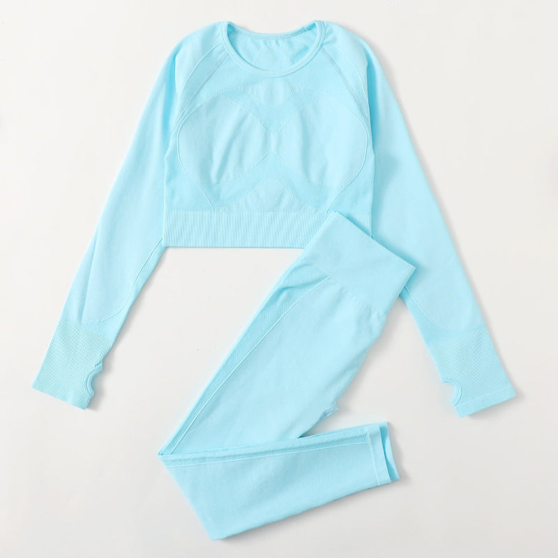 European-Style Cross-Border Popular Autumn and Winter Pilates Sports Running Fitness Quick-Drying Long-Sleeved Long Pants Women's Yoga Suit