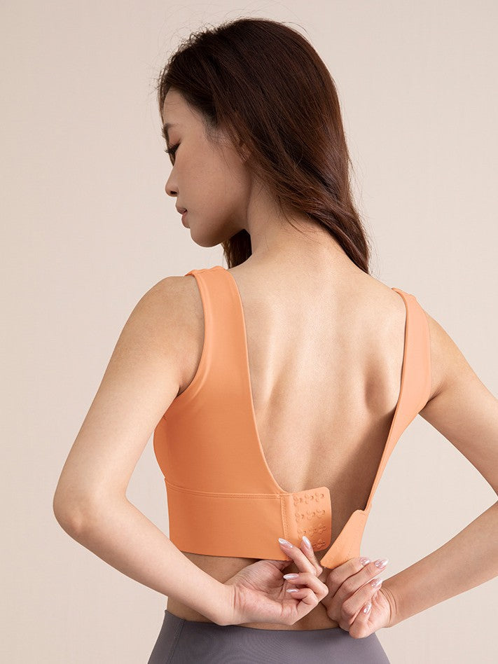 High-Strength Anti-Sagging Sports Bra for Women with Four-Row Buckle Fixed Cup Fitness Yoga Bra and Beautiful Back Sports Vest