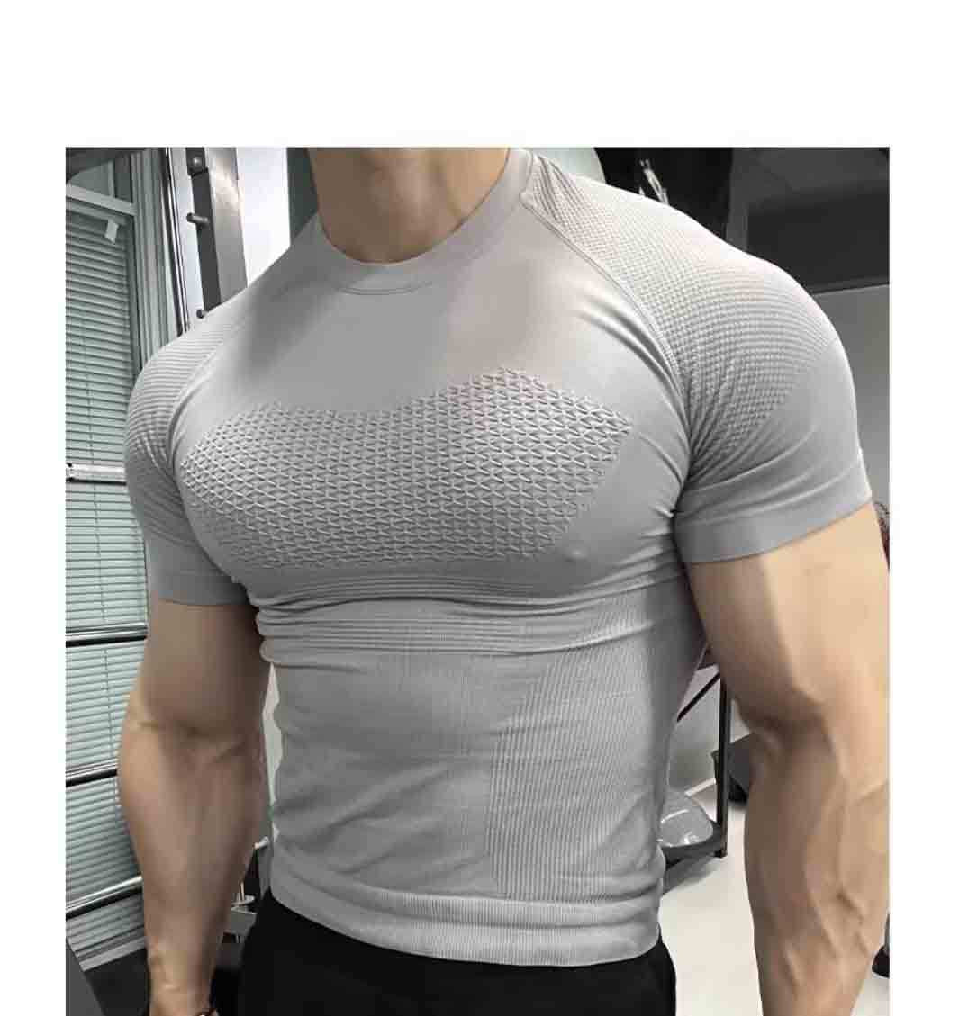 Summer Professional Fitness Wear Seamless Short-Sleeved Sports Men's Running Training Compression Tight-Fitting Outdoor Tops Quick-Drying T-Shirts