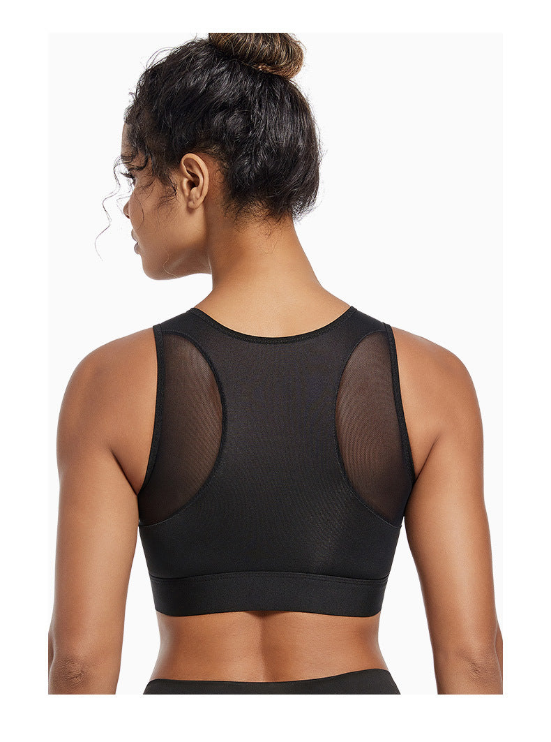 Sports bra women's high-strength shockproof push-up running zipper sports underwear with pad wireless yoga beauty vest