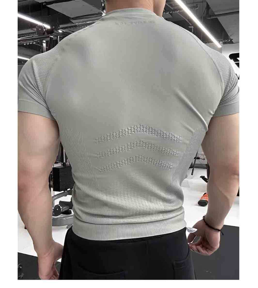 Professional Fitness Suit Seamless Short-sleeved Sports T-shirt Men's Summer Running Training Quick-drying Compression Tight Outdoor Top