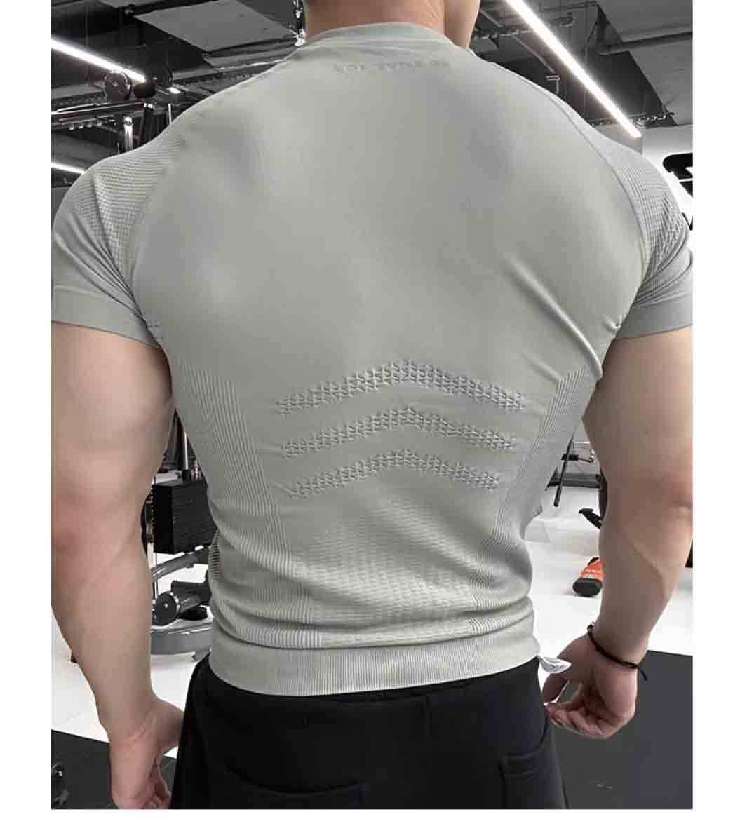 Professional Fitness Suit Seamless Short-sleeved Sports T-shirt Men's Summer Running Training Quick-drying Compression Tight Outdoor Top