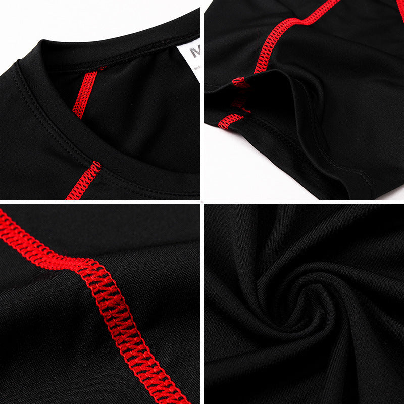 Men's PRO Tight Short-sleeved Fitness Sports Running Training Suit Elastic Quick-drying Clothes Short-sleeved T-shirt Clothes 1053