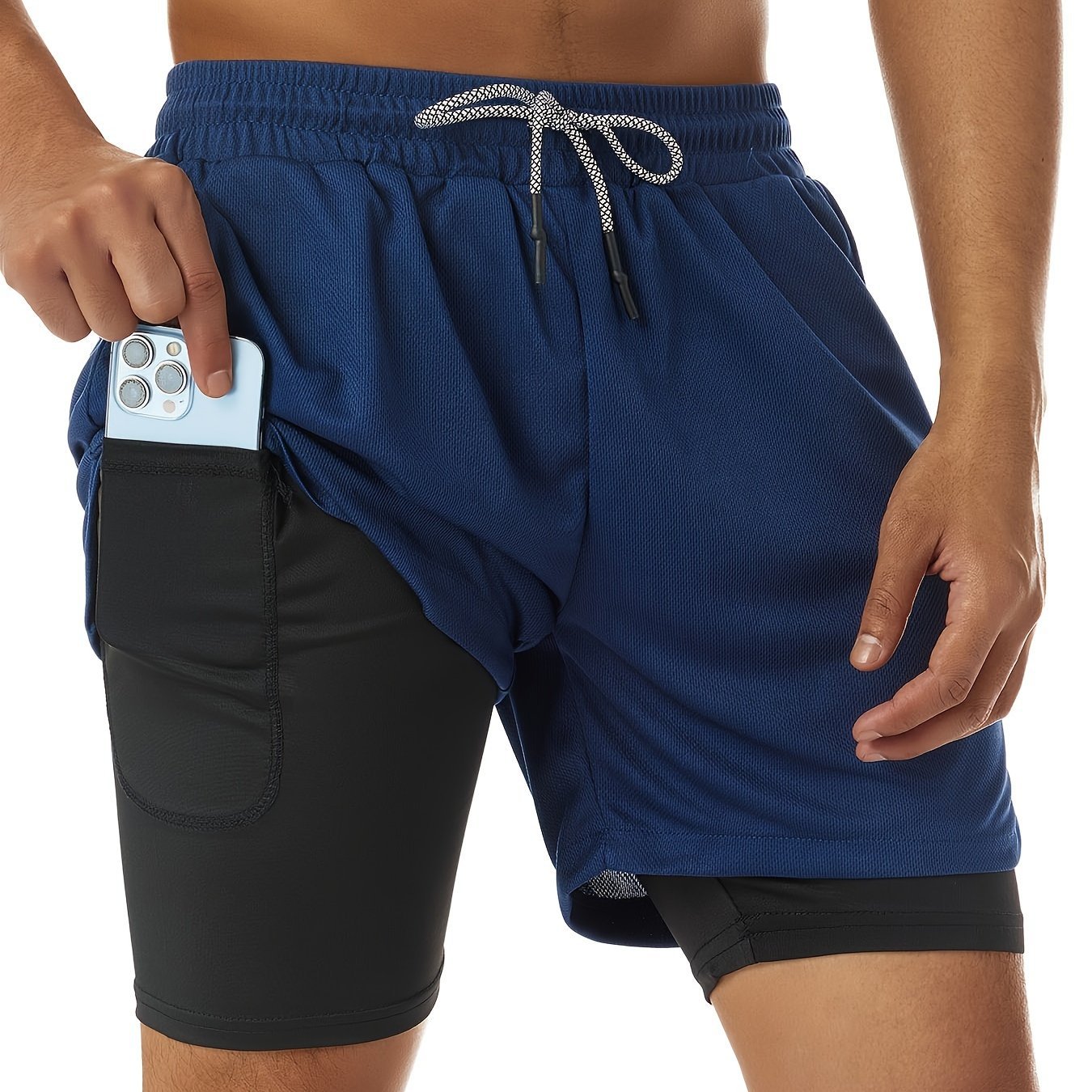 [Quick Dry Gym Shorts] Quick Dry Two-Layer Men's Gym Shorts