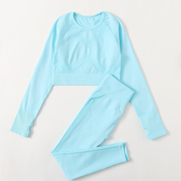 European-Style Cross-Border Popular Autumn and Winter Pilates Sports Running Fitness Quick-Drying Long-Sleeved Long Pants Women's Yoga Suit