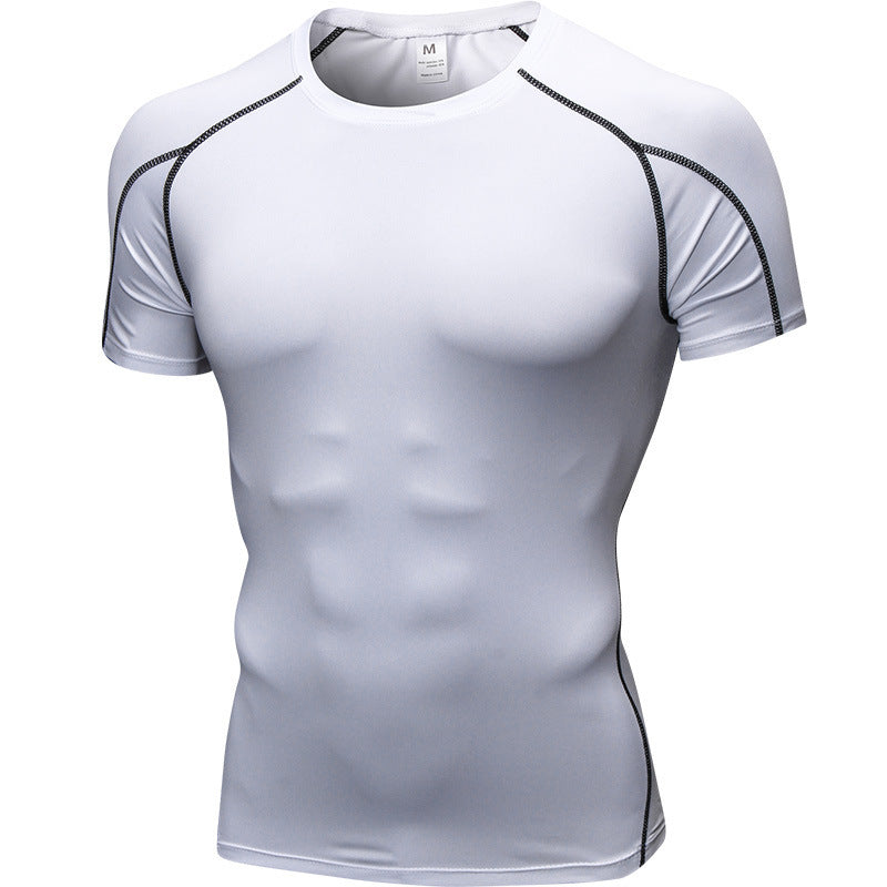 Men's PRO Tight Short-sleeved Fitness Sports Running Training Suit Elastic Quick-drying Clothes Short-sleeved T-shirt Clothes 1053