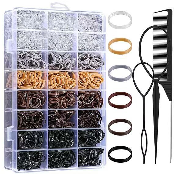 Cross-Border Kidsren's Small Rubber Band Clip Set 24 Grids Colorful Hair Rope Baby Hair Band Headband DIY Hair Accessories Hair Tie
