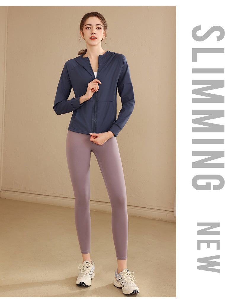 Loose Hooded Sports Jacket, Zip-Up Cardigan, Slimming Fitness Top, Plus Size Running Versatile Training Yoga Wear