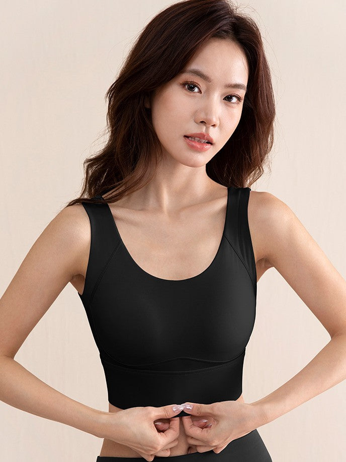 High-Strength Anti-Sagging Sports Bra for Women with Four-Row Buckle Fixed Cup Fitness Yoga Bra and Beautiful Back Sports Vest
