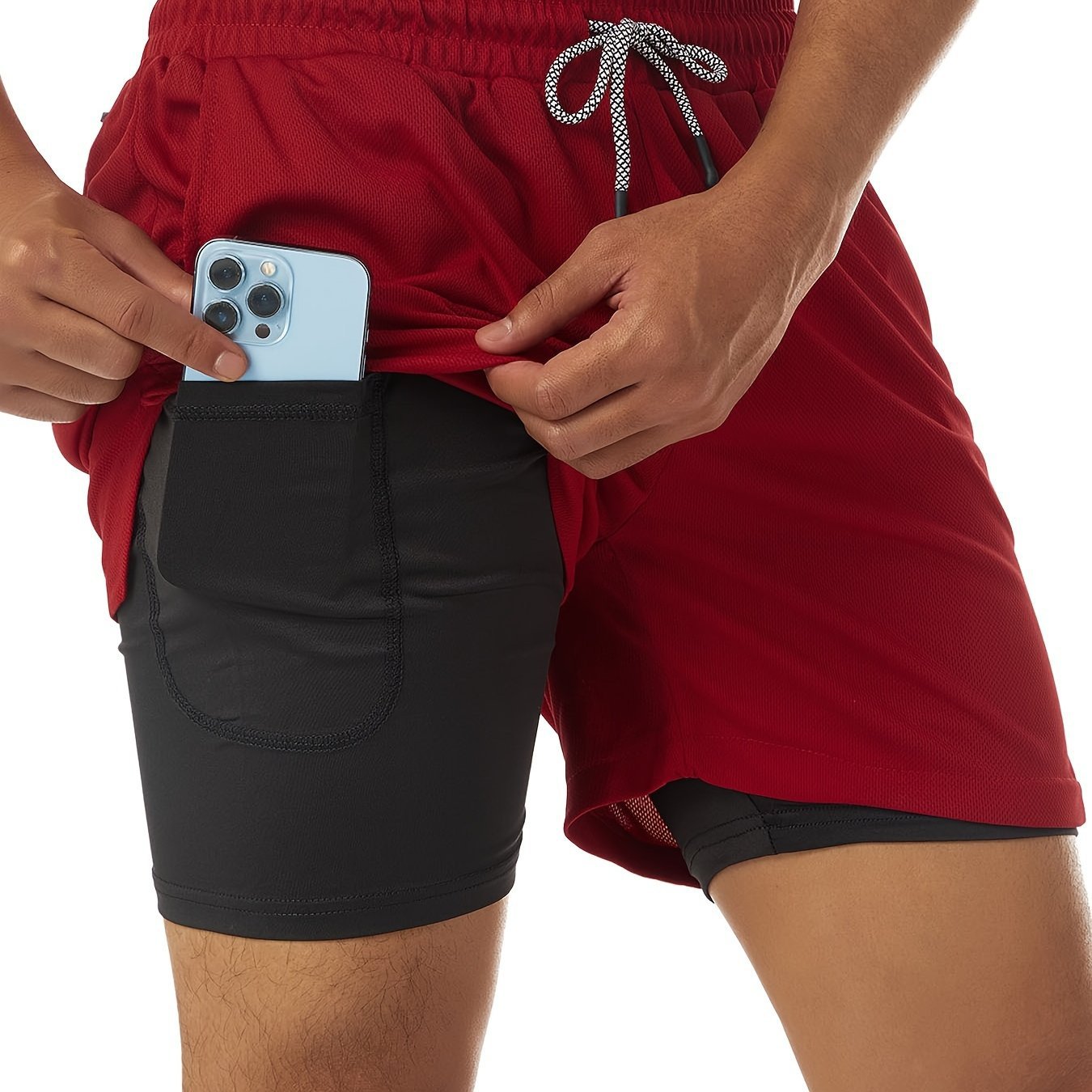 [Quick Dry Gym Shorts] Quick Dry Two-Layer Men's Gym Shorts