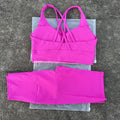 Women's Naked Riding Tight Yoga Shorts suit Hollow-out Back Cross Sports Underwear gym yoga set