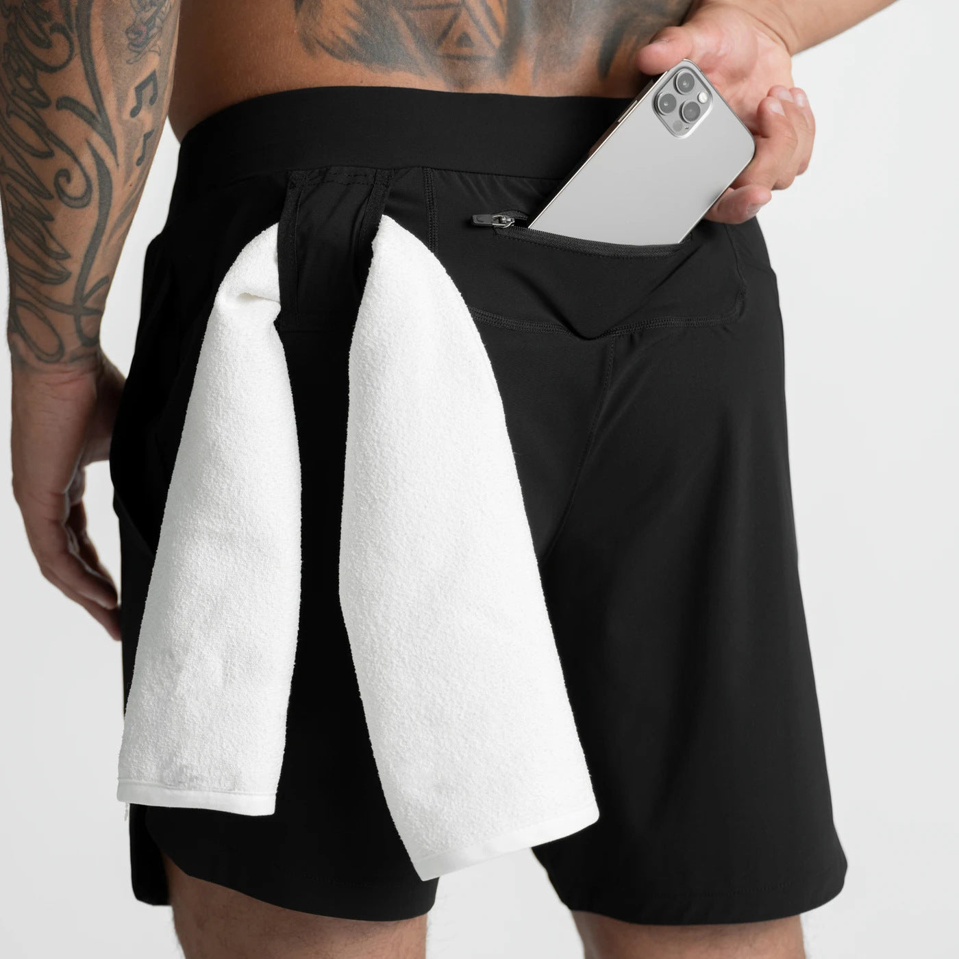 Crazy muscle men's shorts single layer woven quick-drying solid color running fitness sports casual American fifth pants