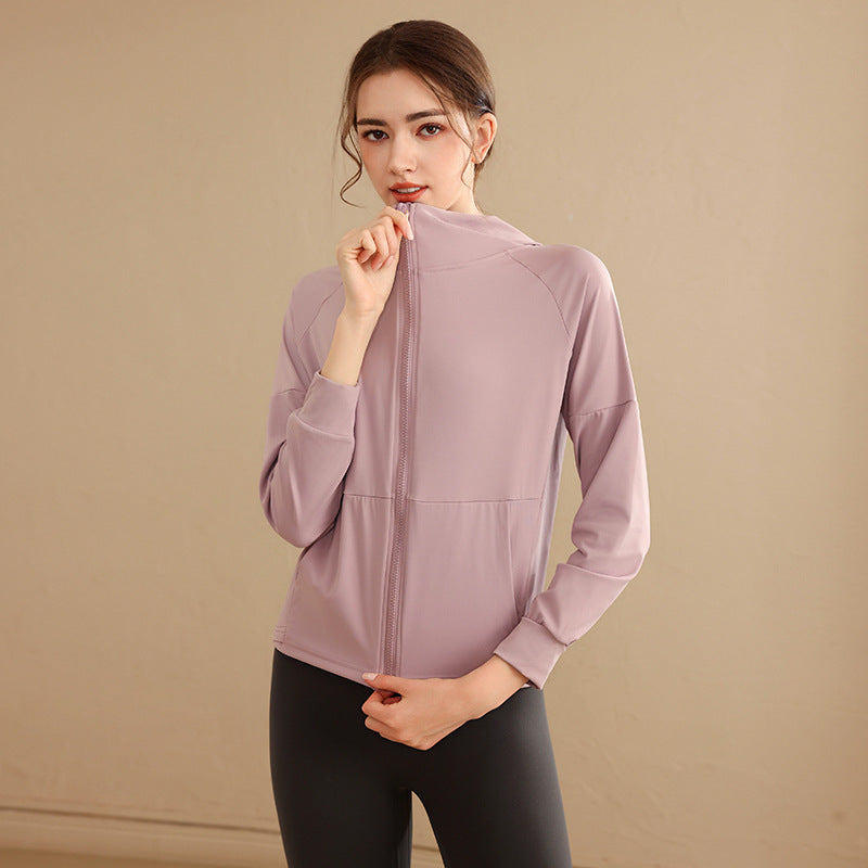 Loose Hooded Sports Jacket, Zip-Up Cardigan, Slimming Fitness Top, Plus Size Running Versatile Training Yoga Wear