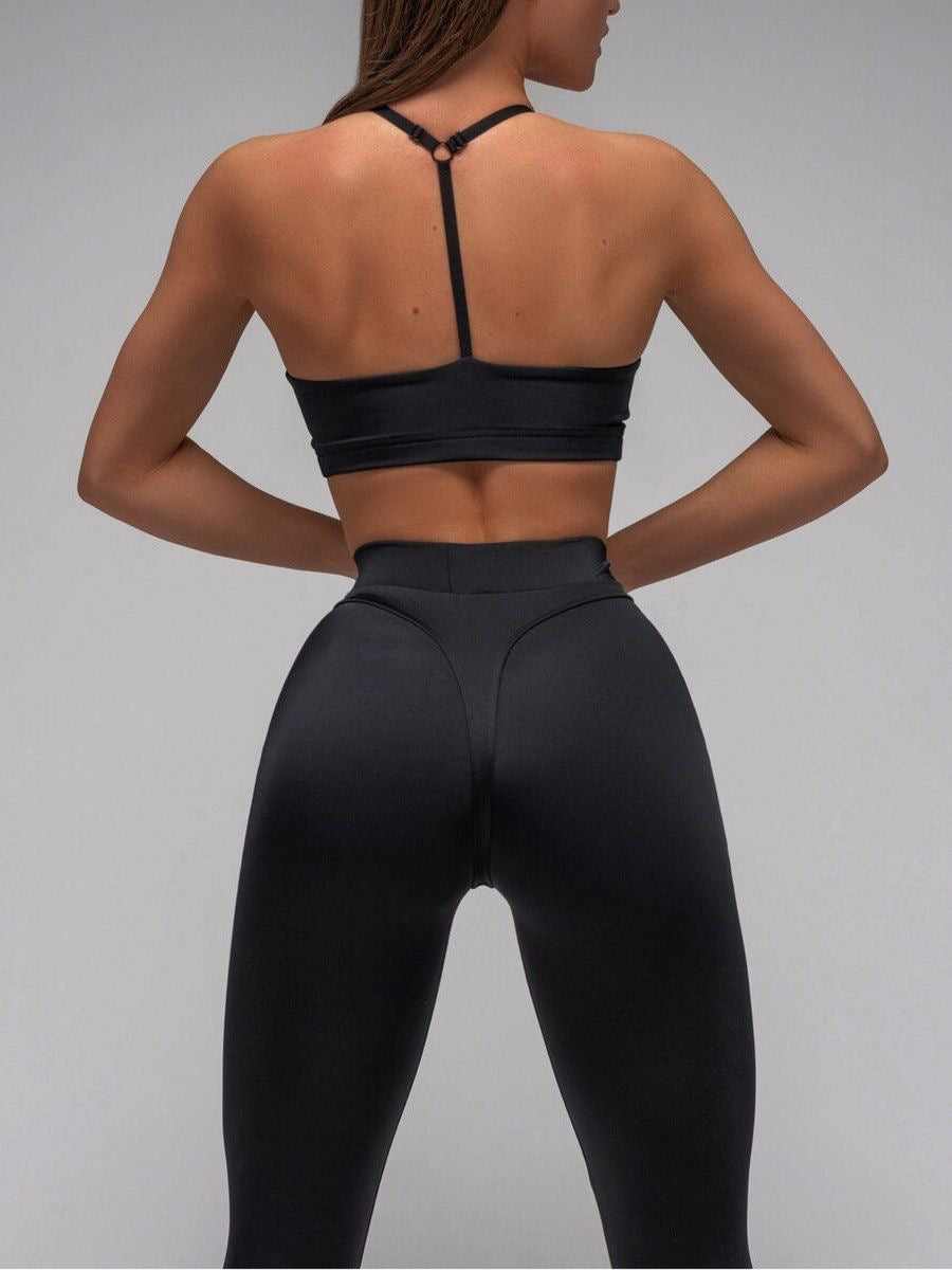 High-Waisted Tummy Control Fitness Pants for Women, Quick-Dry, High-Elasticity, Color-Blocked, Tight-Fitting, Trendy Peach-Lift Yoga Leggings