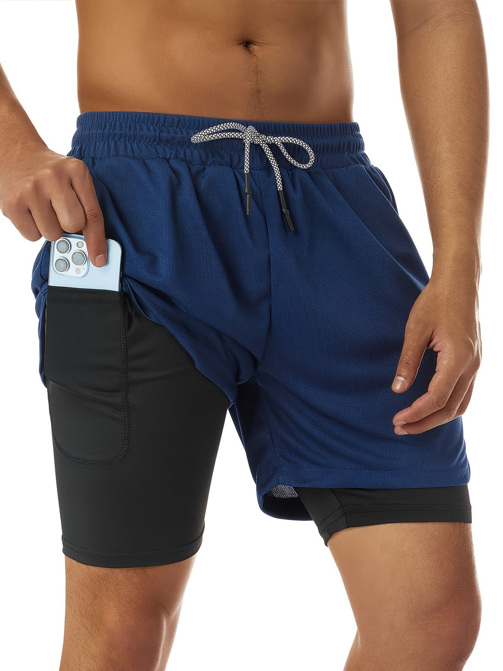 [Quick Dry Gym Shorts] Quick Dry Two-Layer Men's Gym Shorts
