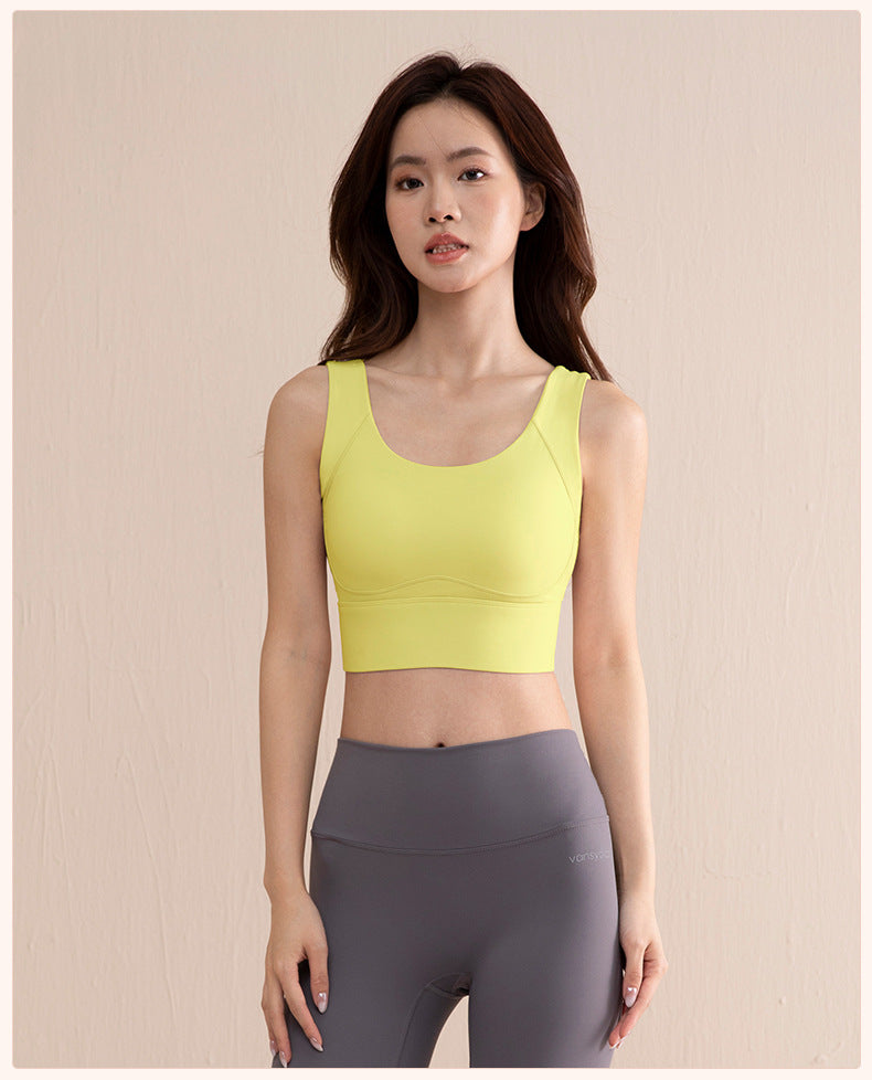 High-Strength Anti-Sagging Sports Bra for Women with Four-Row Buckle Fixed Cup Fitness Yoga Bra and Beautiful Back Sports Vest