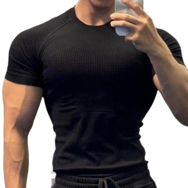 Professional Fitness Suit Seamless Short-sleeved Sports T-shirt Men's Summer Running Training Quick-drying Compression Tight Outdoor Top