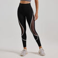 Cross-Border Area Color-Blocking Mesh Yoga Pants European and American Style High-Waisted Sexy Running Pants Women's Butt-Lifting Sweat-Wicking Leggings