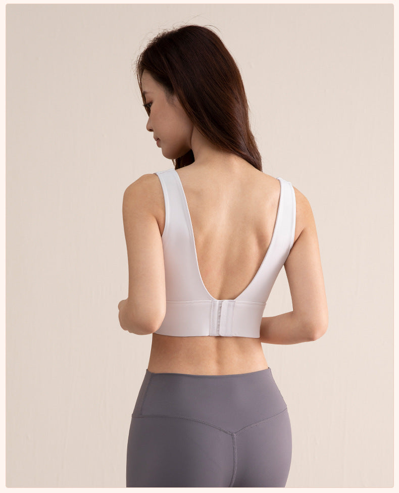 High-Strength Anti-Sagging Sports Bra for Women with Four-Row Buckle Fixed Cup Fitness Yoga Bra and Beautiful Back Sports Vest