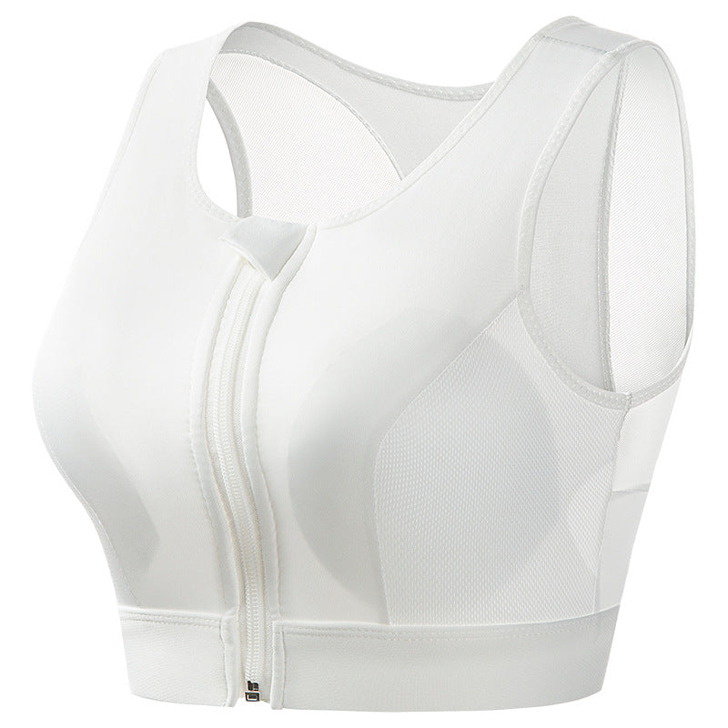 Sports bra women's high-strength shockproof push-up running zipper sports underwear with pad wireless yoga beauty vest