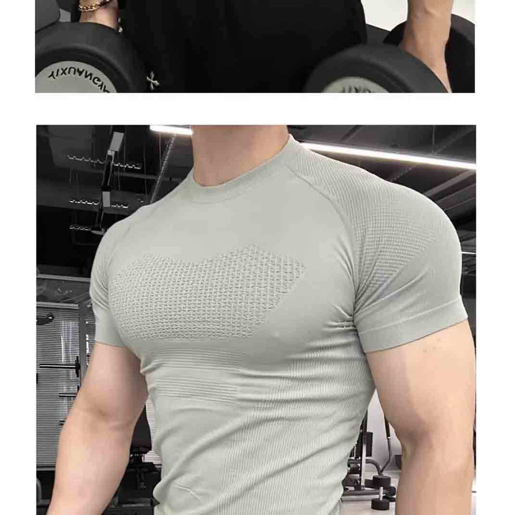 Professional Fitness Suit Seamless Short-sleeved Sports T-shirt Men's Summer Running Training Quick-drying Compression Tight Outdoor Top
