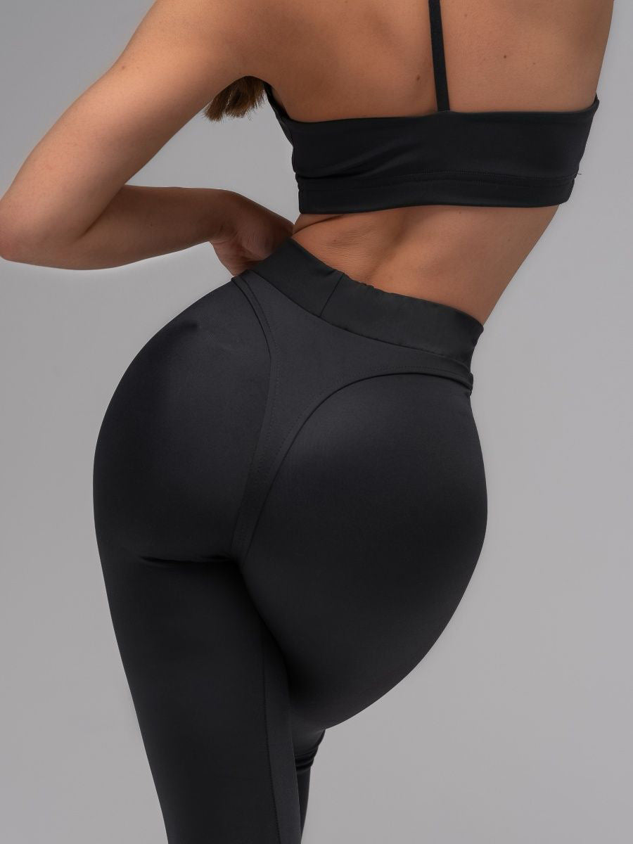 High-Waisted Tummy Control Fitness Pants for Women, Quick-Dry, High-Elasticity, Color-Blocked, Tight-Fitting, Trendy Peach-Lift Yoga Leggings