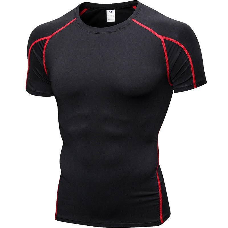 Men's PRO Tight Short-sleeved Fitness Sports Running Training Suit Elastic Quick-drying Clothes Short-sleeved T-shirt Clothes 1053