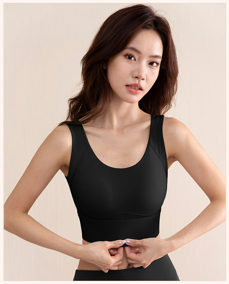 High-Strength Anti-Sagging Sports Bra for Women with Four-Row Buckle Fixed Cup Fitness Yoga Bra and Beautiful Back Sports Vest