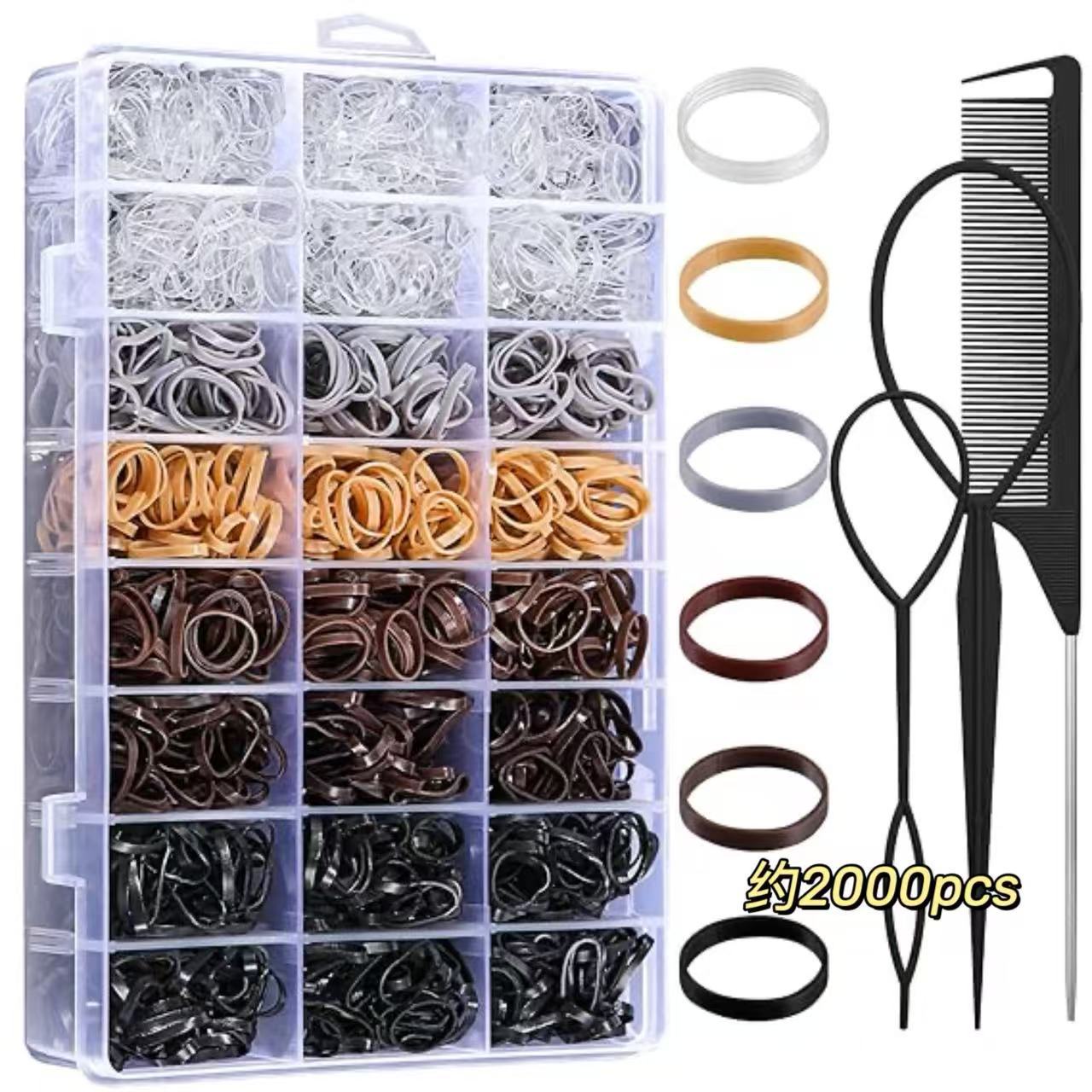 Cross-Border Kidsren's Small Rubber Band Clip Set 24 Grids Colorful Hair Rope Baby Hair Band Headband DIY Hair Accessories Hair Tie