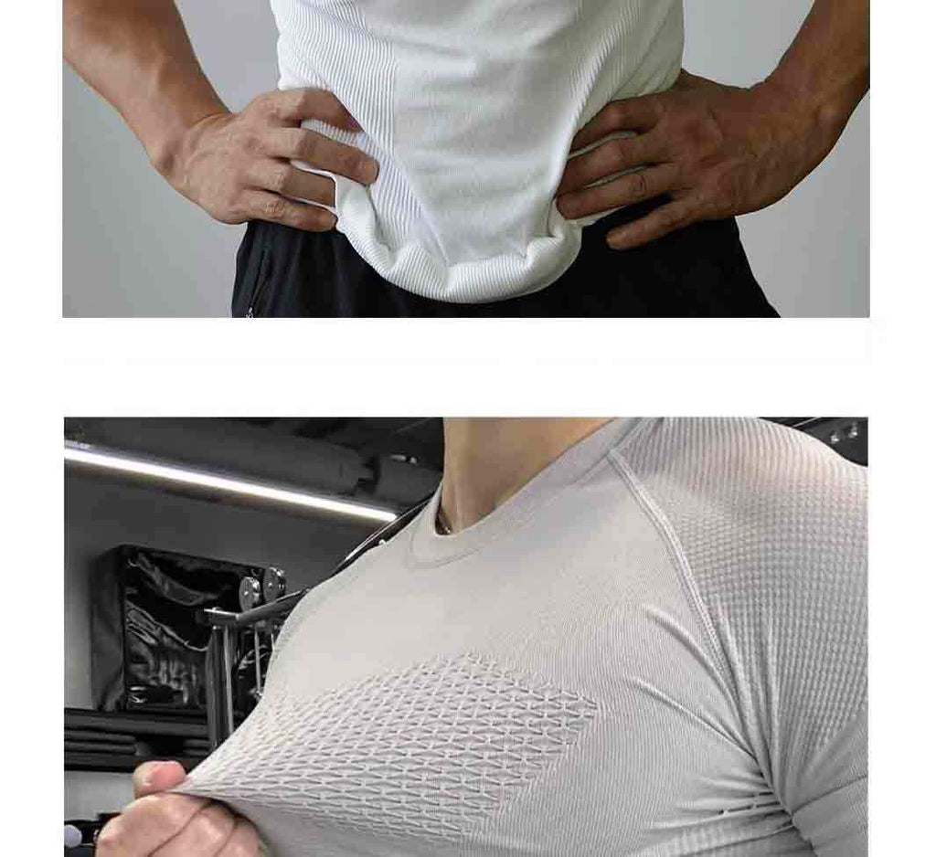 Summer Professional Fitness Wear Seamless Short-Sleeved Sports Men's Running Training Compression Tight-Fitting Outdoor Tops Quick-Drying T-Shirts