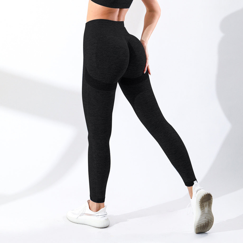 Long Pants Set Yoga Outfit 2-Piece High-Waisted Fitness Cropped Pants for Women Peach Butt with Chest Pad Sports Gathering Bra