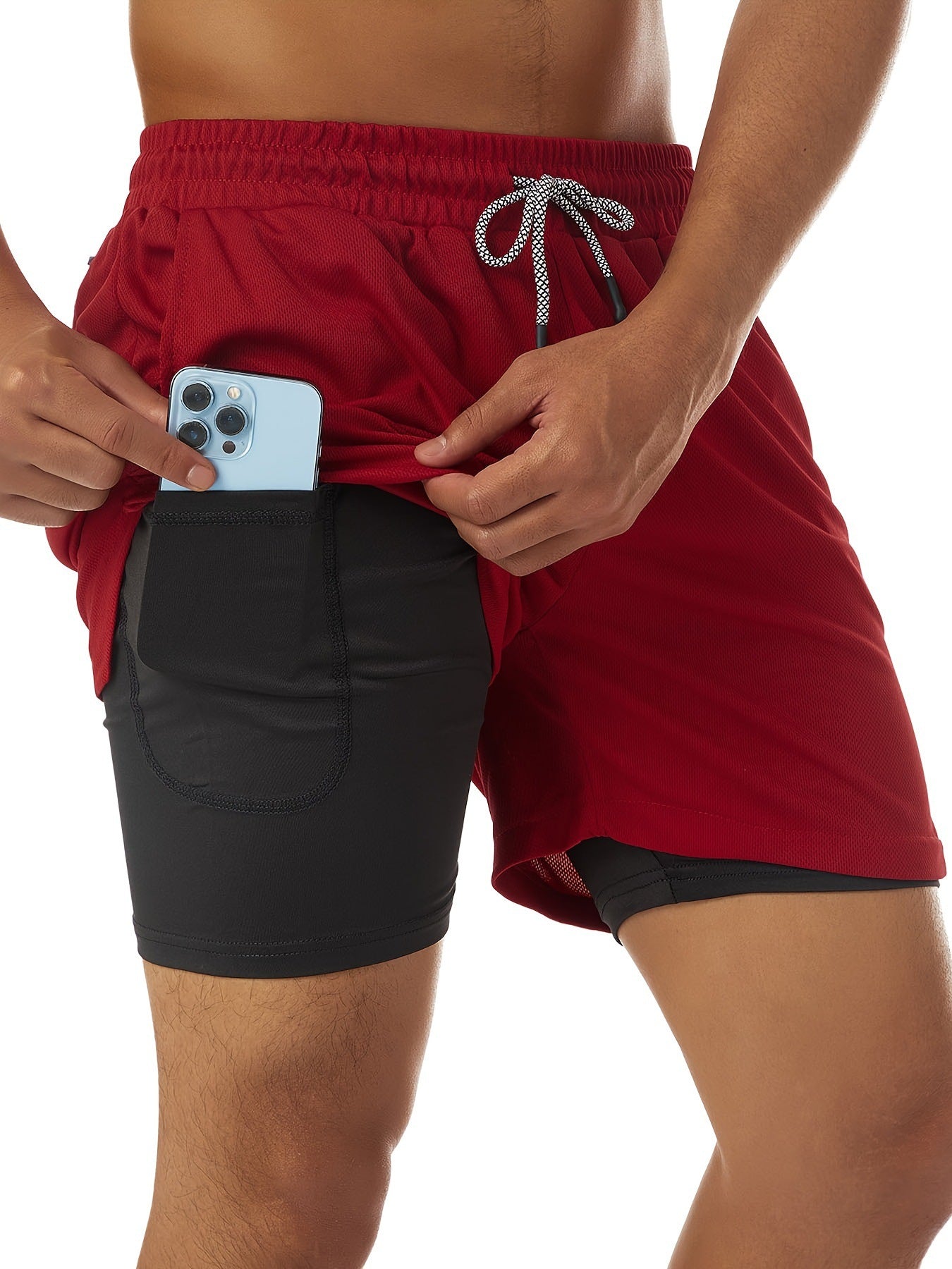 [Quick Dry Gym Shorts] Quick Dry Two-Layer Men's Gym Shorts