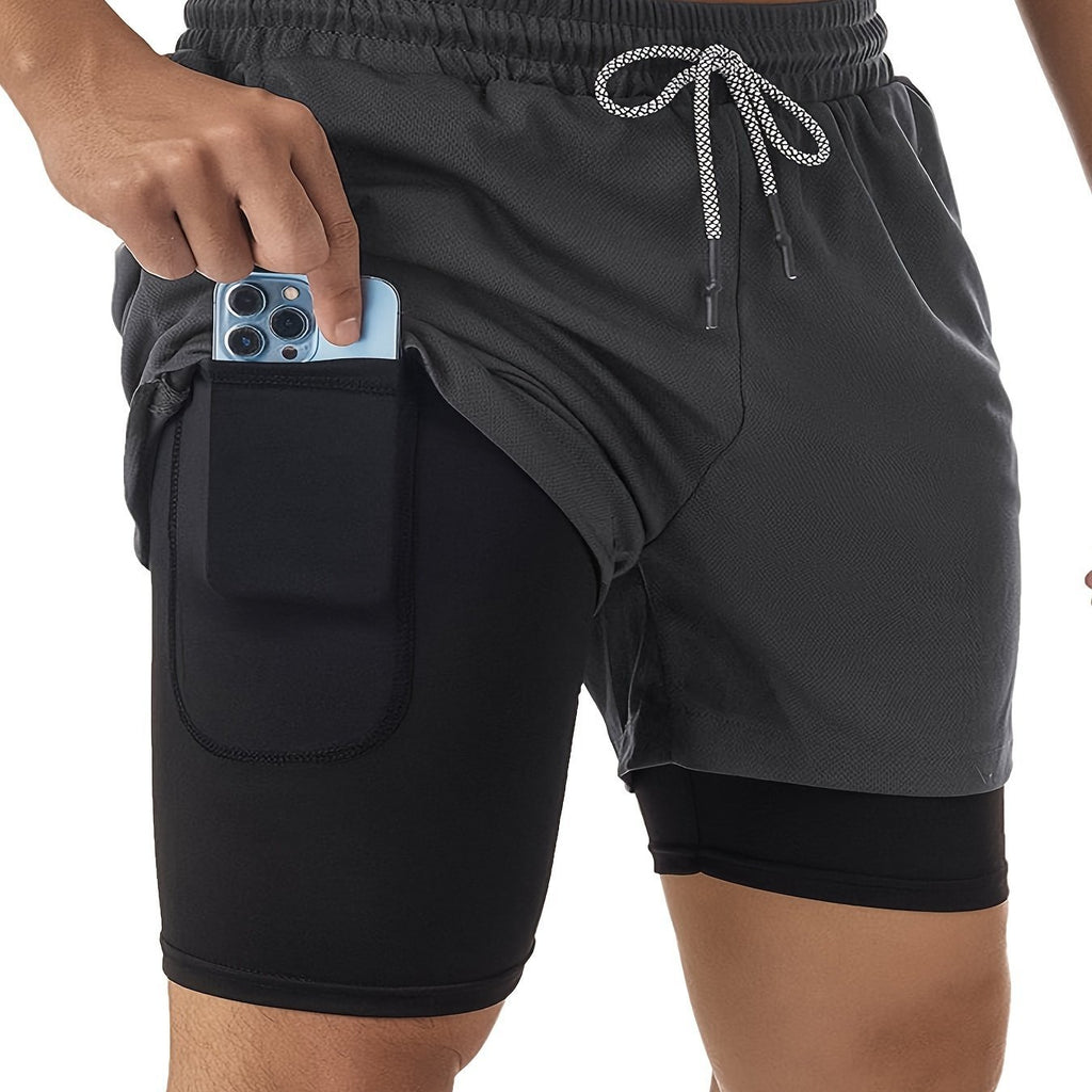 [Quick Dry Gym Shorts] Quick Dry Two-Layer Men's Gym Shorts