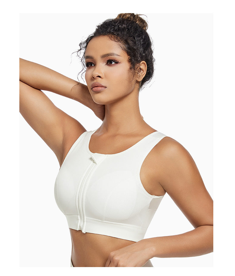 Sports bra women's high-strength shockproof push-up running zipper sports underwear with pad wireless yoga beauty vest