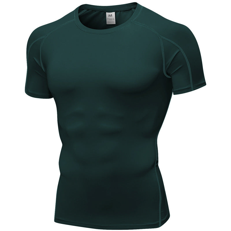 Men's PRO Tight Short-sleeved Fitness Sports Running Training Suit Elastic Quick-drying Clothes Short-sleeved T-shirt Clothes 1053