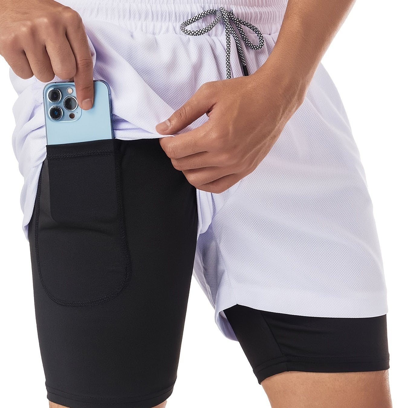 [Quick Dry Gym Shorts] Quick Dry Two-Layer Men's Gym Shorts