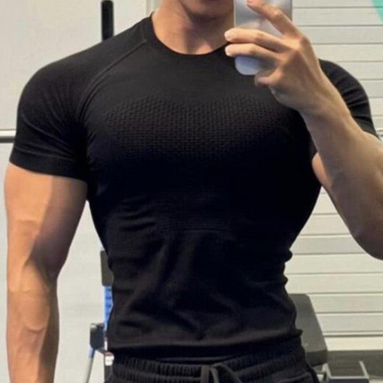 Professional Fitness Suit Seamless Short-sleeved Sports T-shirt Men's Summer Running Training Quick-drying Compression Tight Outdoor Top