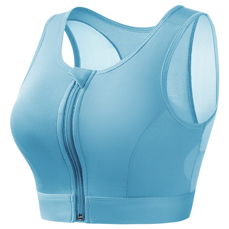 Sports bra women's high-strength shockproof push-up running zipper sports underwear with pad wireless yoga beauty vest